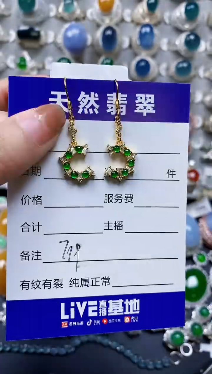 【闪购商品】翡翠耳饰银S925镶嵌0719