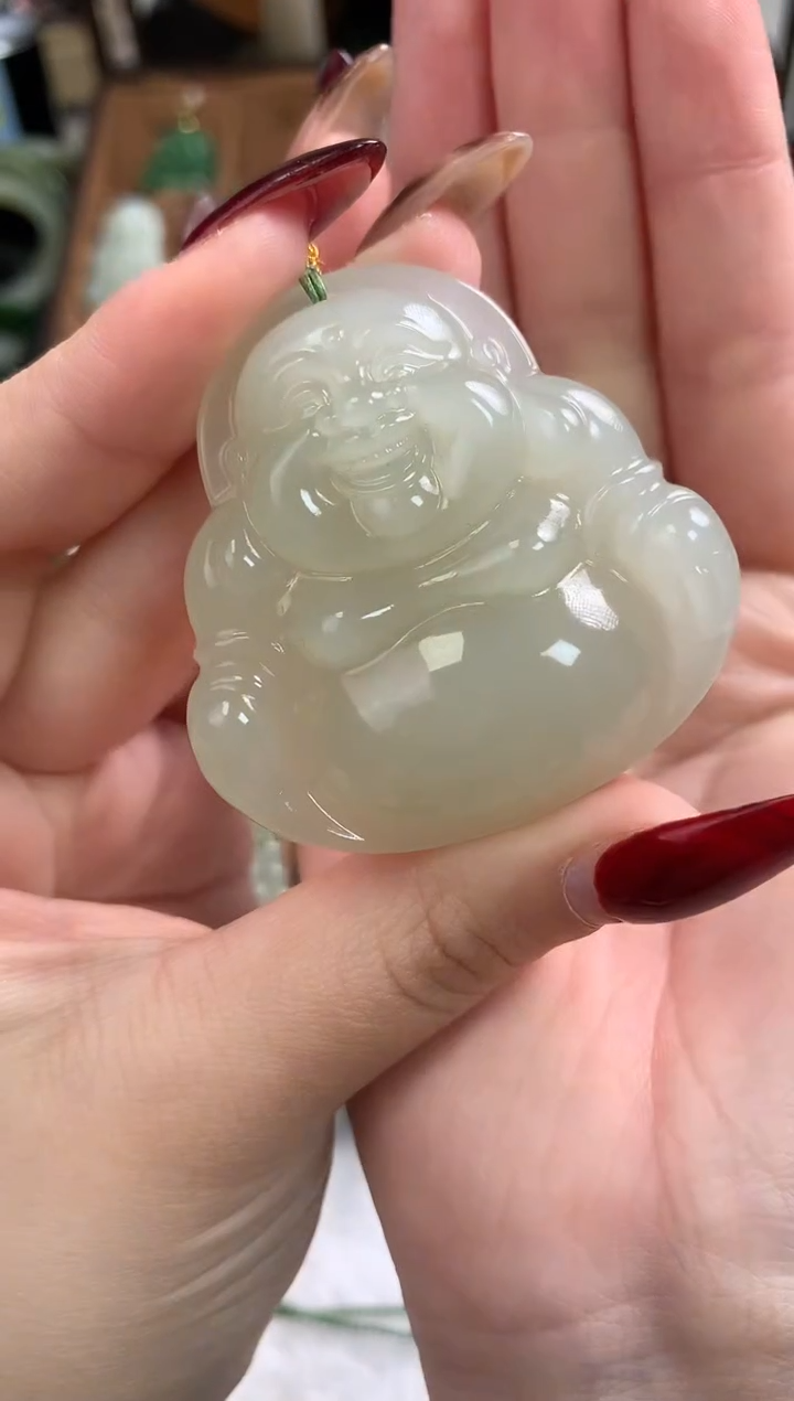 【闪购商品】和田玉颈饰18K金镶嵌吊坠50mm