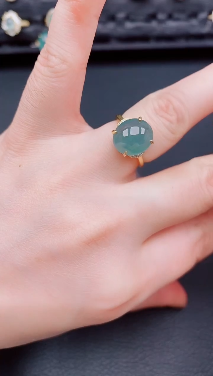 【闪购商品】翡翠戒指银S925镶嵌天然a货翡翠97