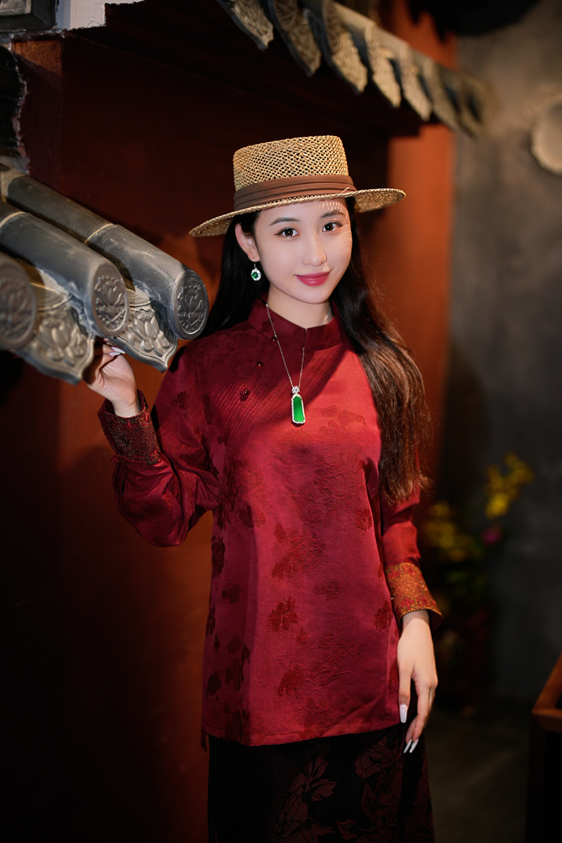 蓝大【抚月​​】新中式桑蚕丝上衣5634