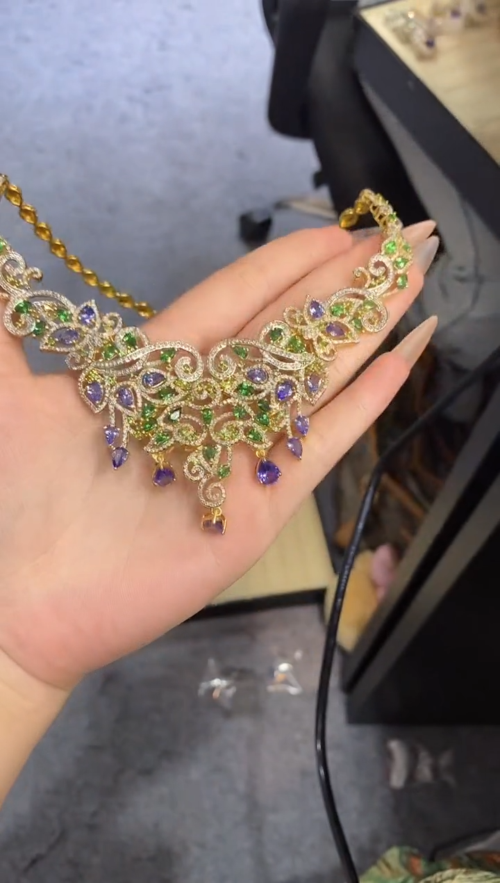 银S925镶嵌项链定制坦桑石楚楚珠宝中古甄选不退换