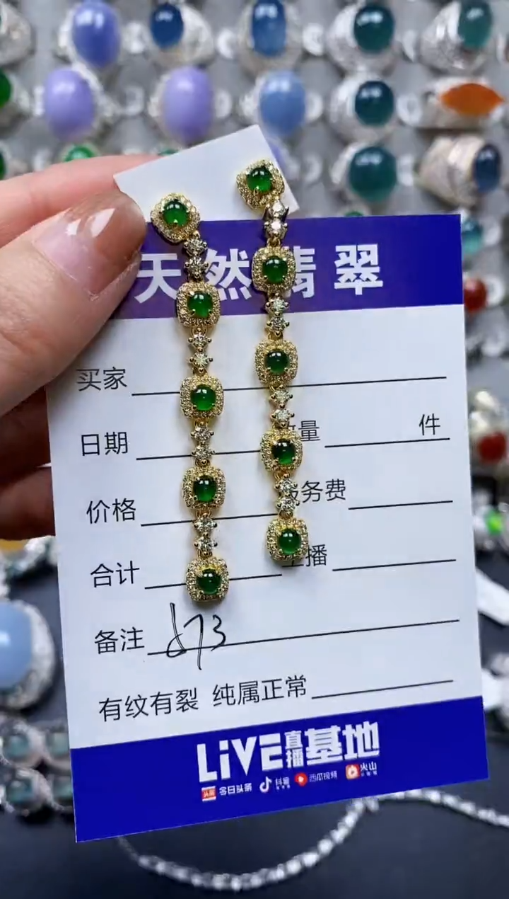 【闪购商品】翡翠耳饰银S925镶嵌0573