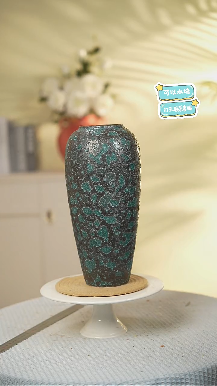 高款峰窝绿景德镇高端陶瓷花瓶家居水培插花瓶