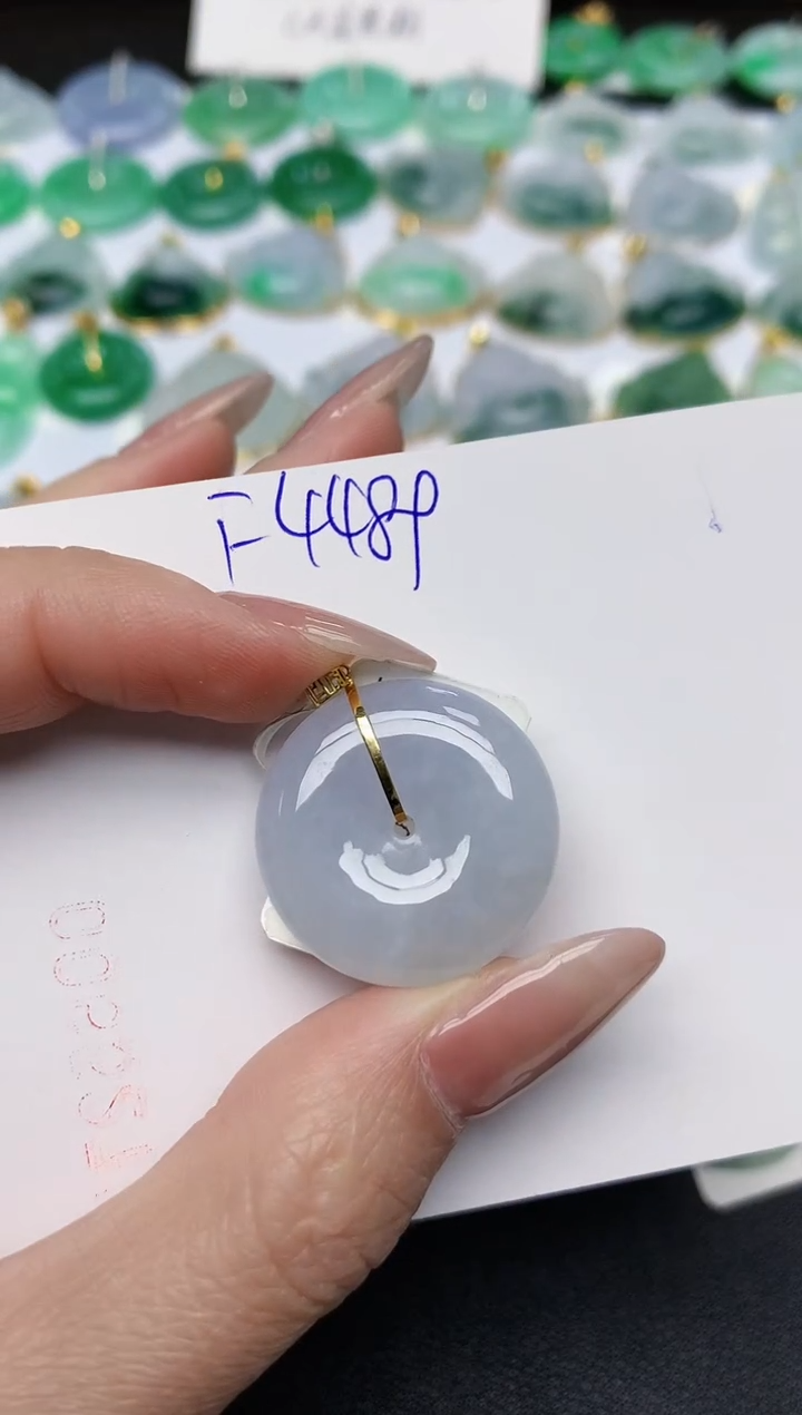 颈饰18K金镶嵌翡翠天然缅甸A货翡翠百元以上9元证书费自理