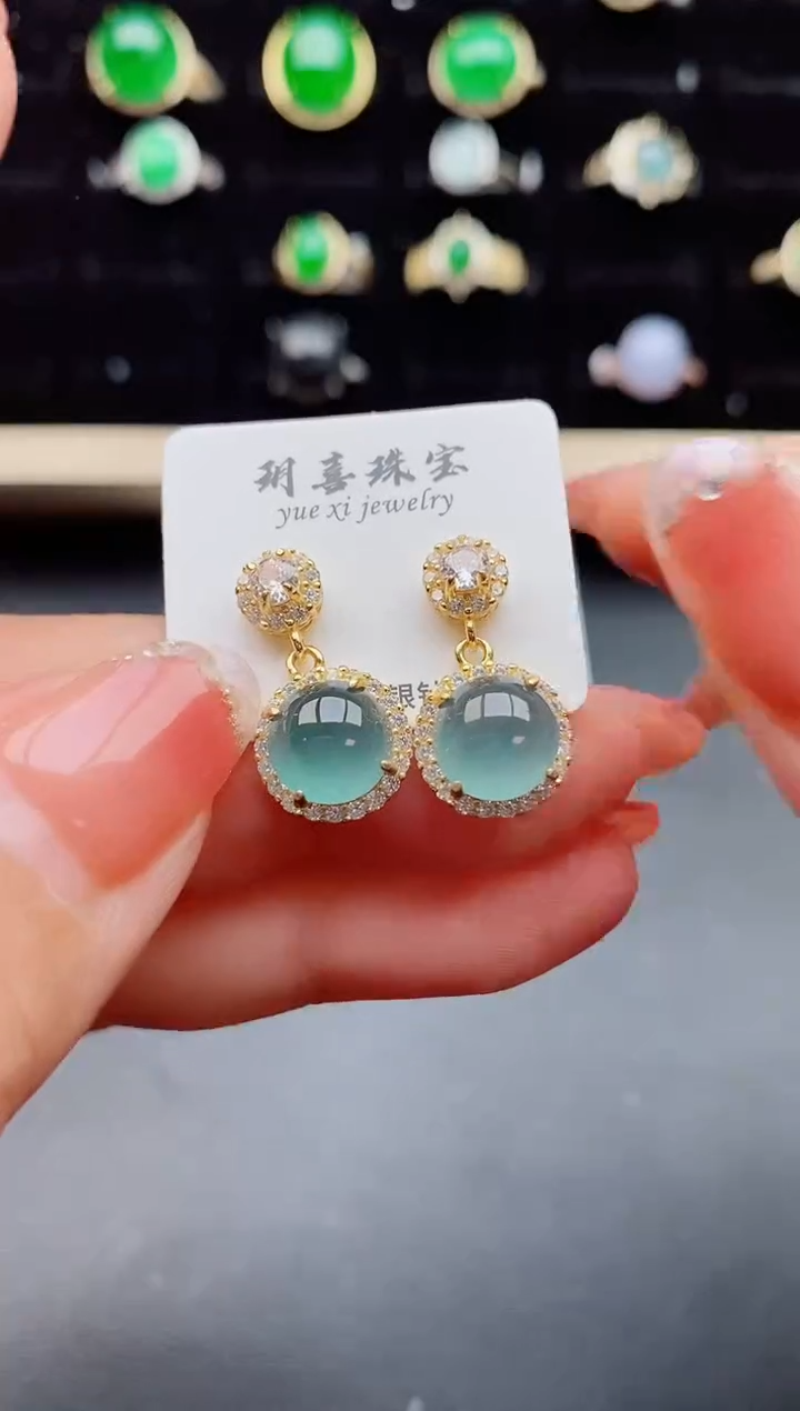 【闪购商品】翡翠耳饰银S925镶嵌5080580