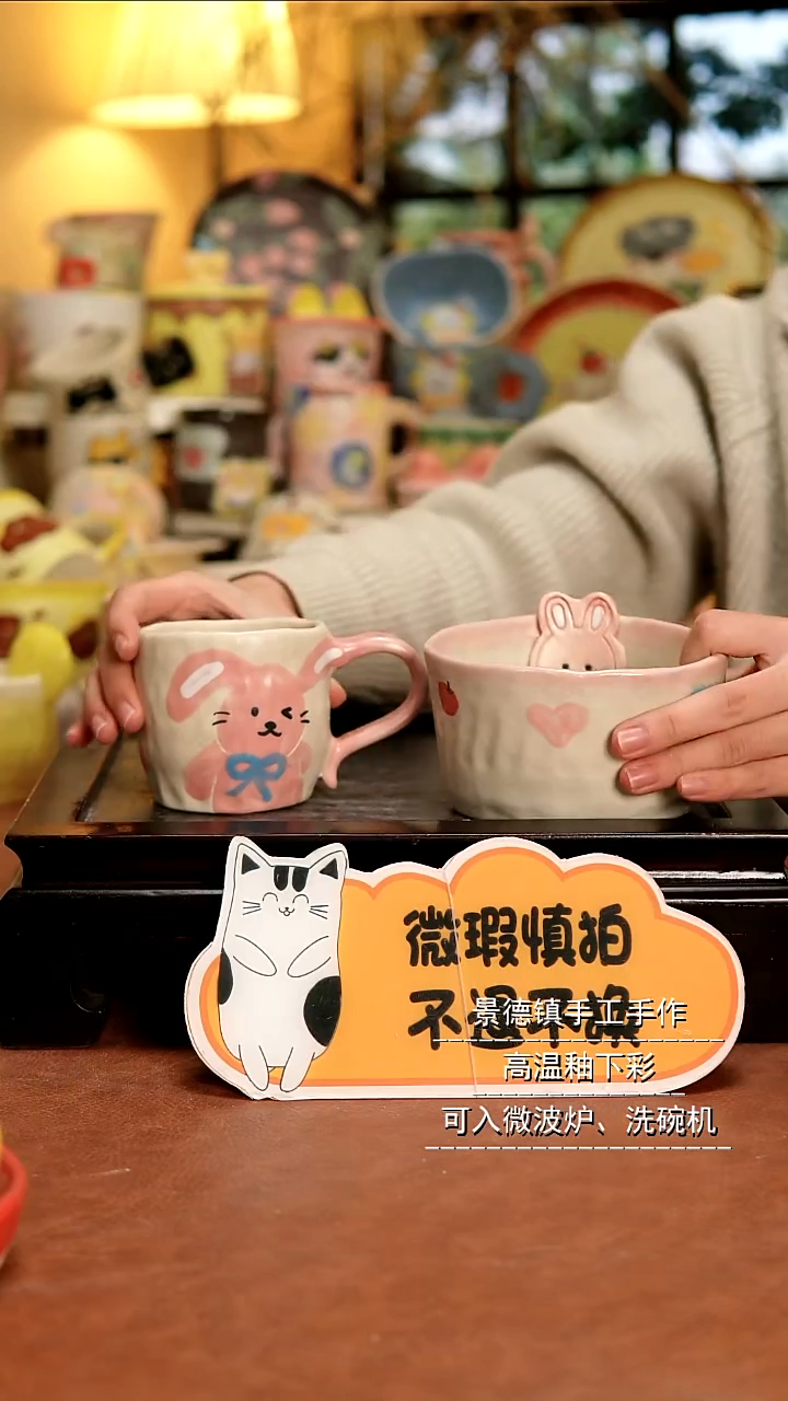 摆件陶景德镇手作陶瓷微瑕