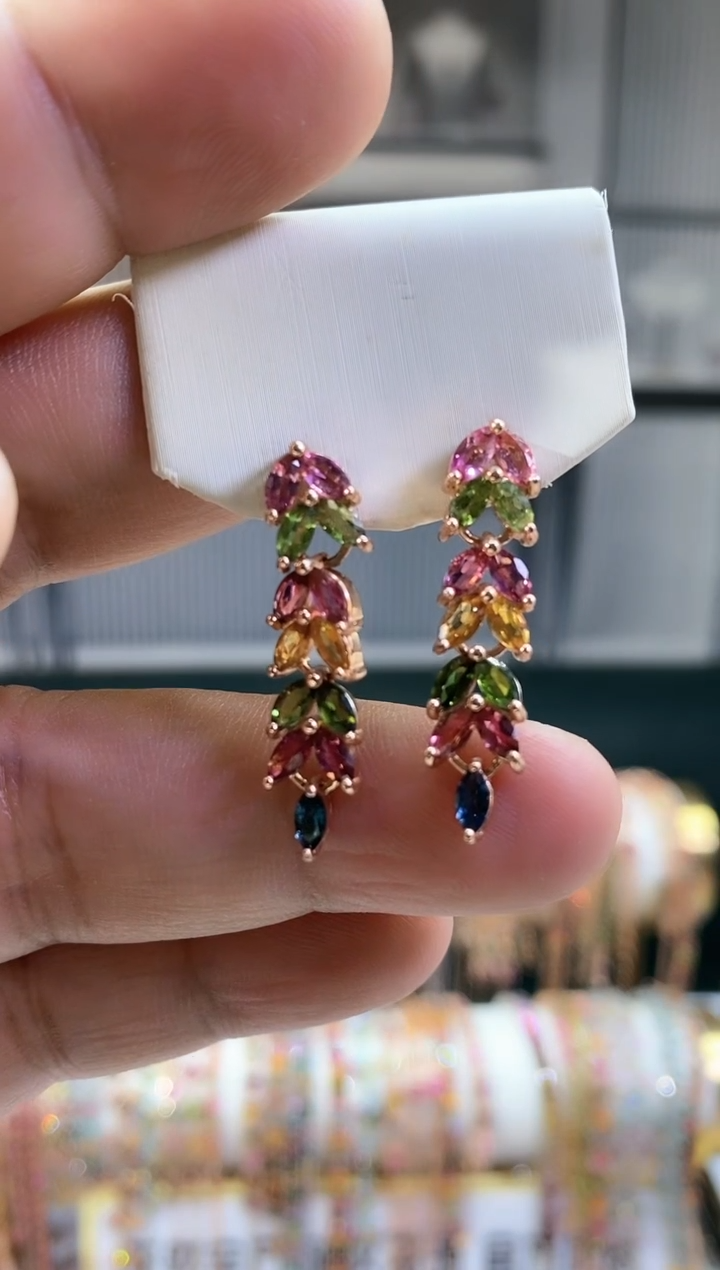 银S925镶嵌耳钉碧玺156156516665