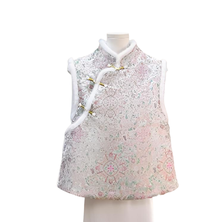 【暖秋专属】立领中国风复古提花洋气唐装翻领冬季碎花马甲MJ9784