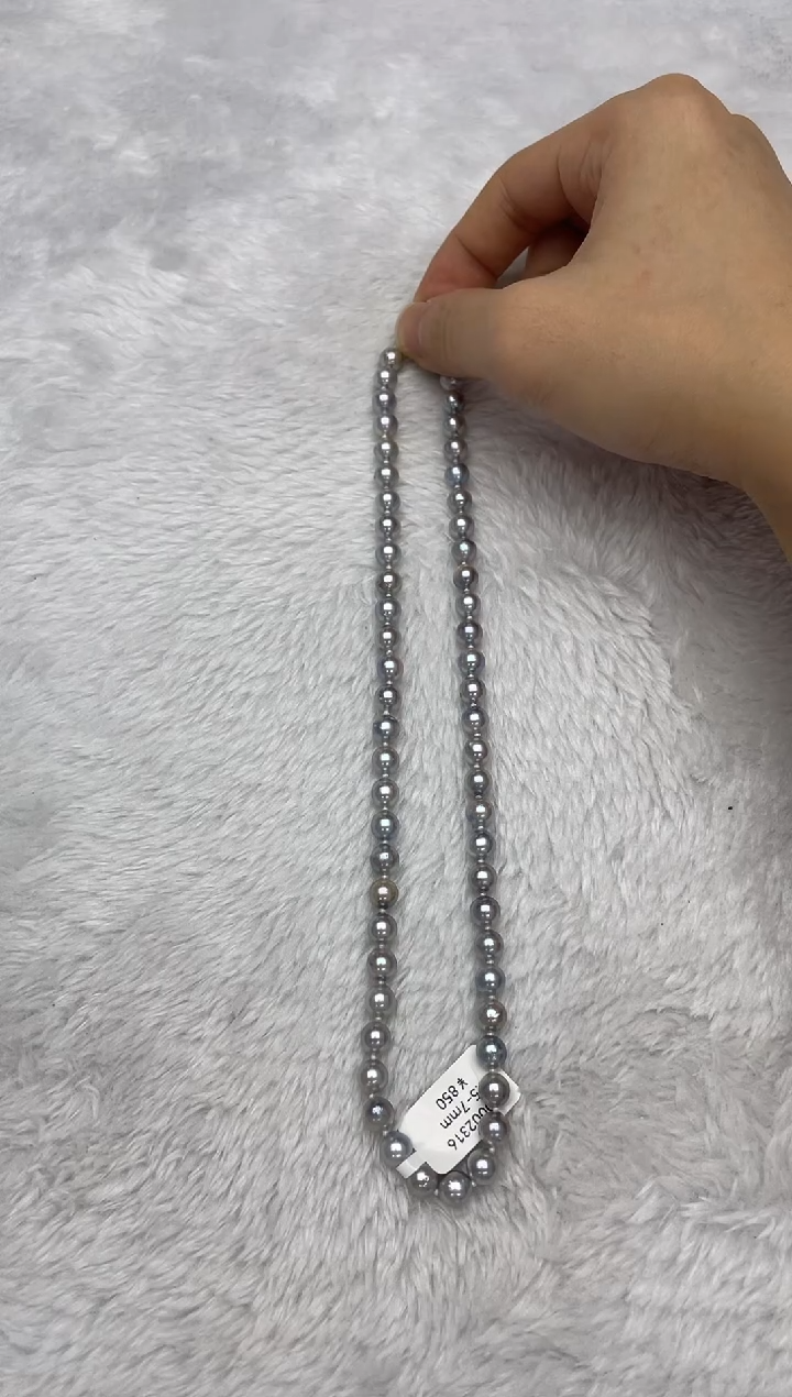 项链银S925镶嵌海水珍珠AK真多麻6.5-7mm