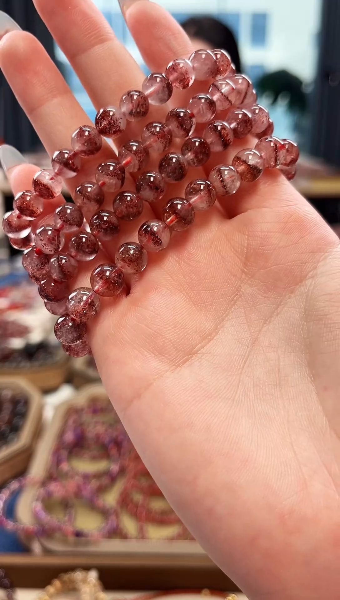 未镶嵌手串水晶金草莓超七单圈手串8mm【多样性发一】