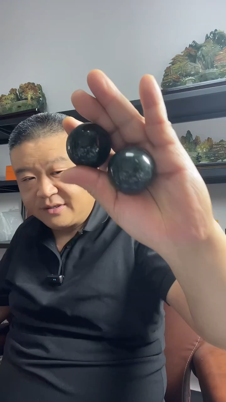 蛇纹石玉未镶嵌把件天然药王石手球一对