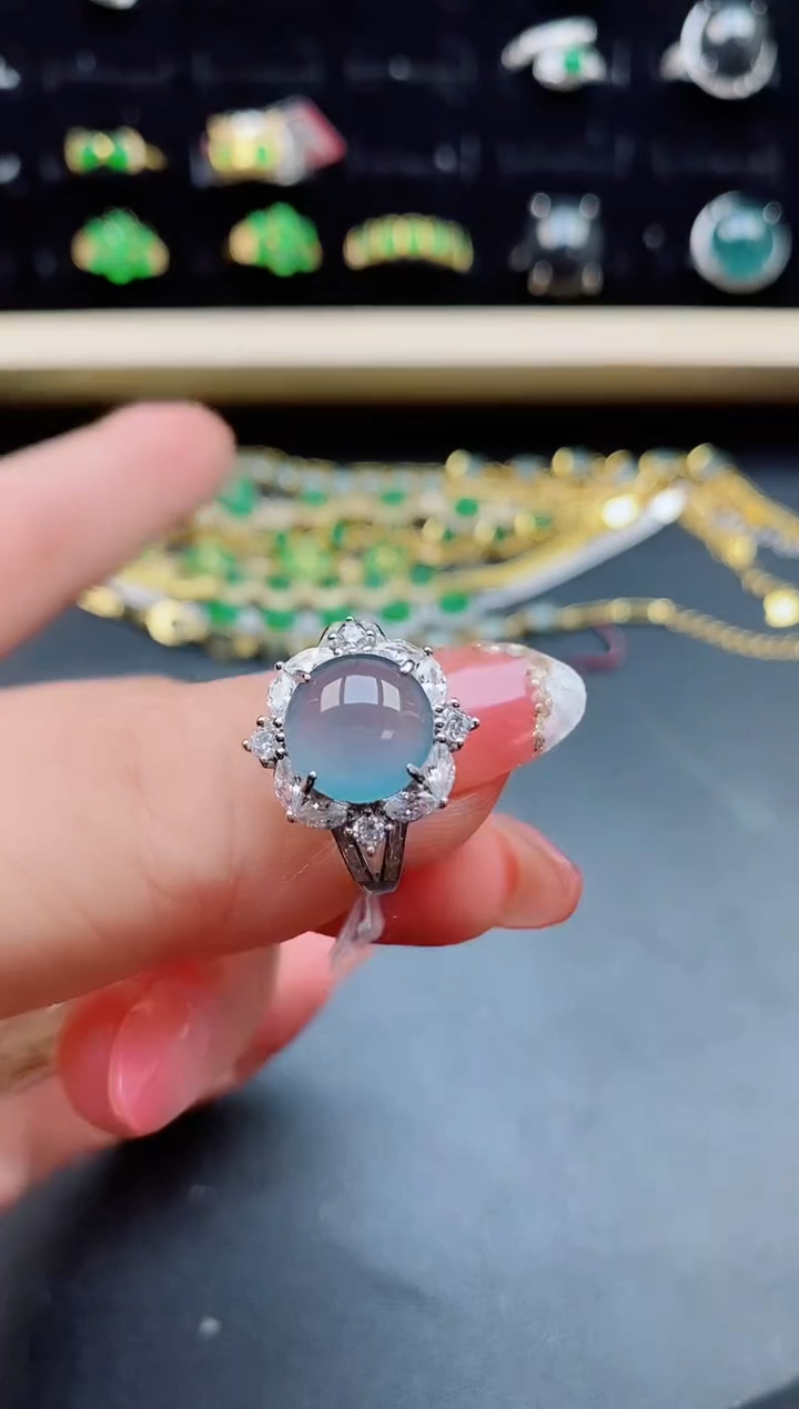 【闪购商品】翡翠戒指银S925镶嵌50800