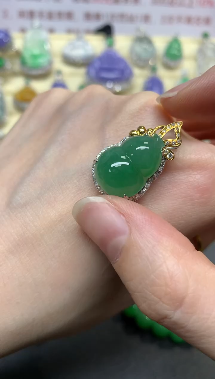 翡翠18K金镶嵌吊坠(不含链)吊坠|3600+360