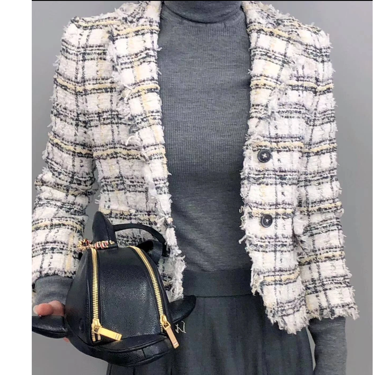 未使用 THOMBROWNE 小香风西装外套 黑白/38