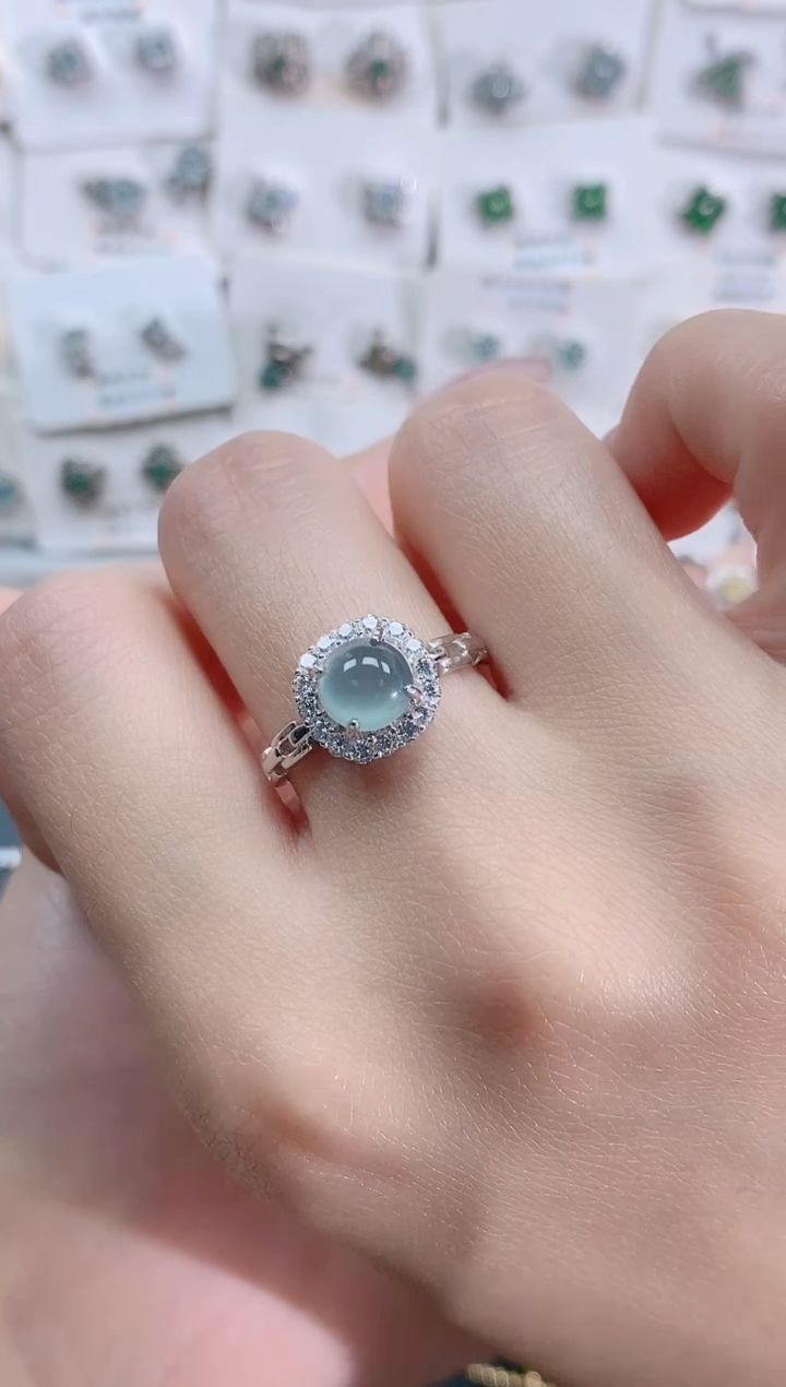 【闪购商品】翡翠银S925镶嵌戒指天然翡翠