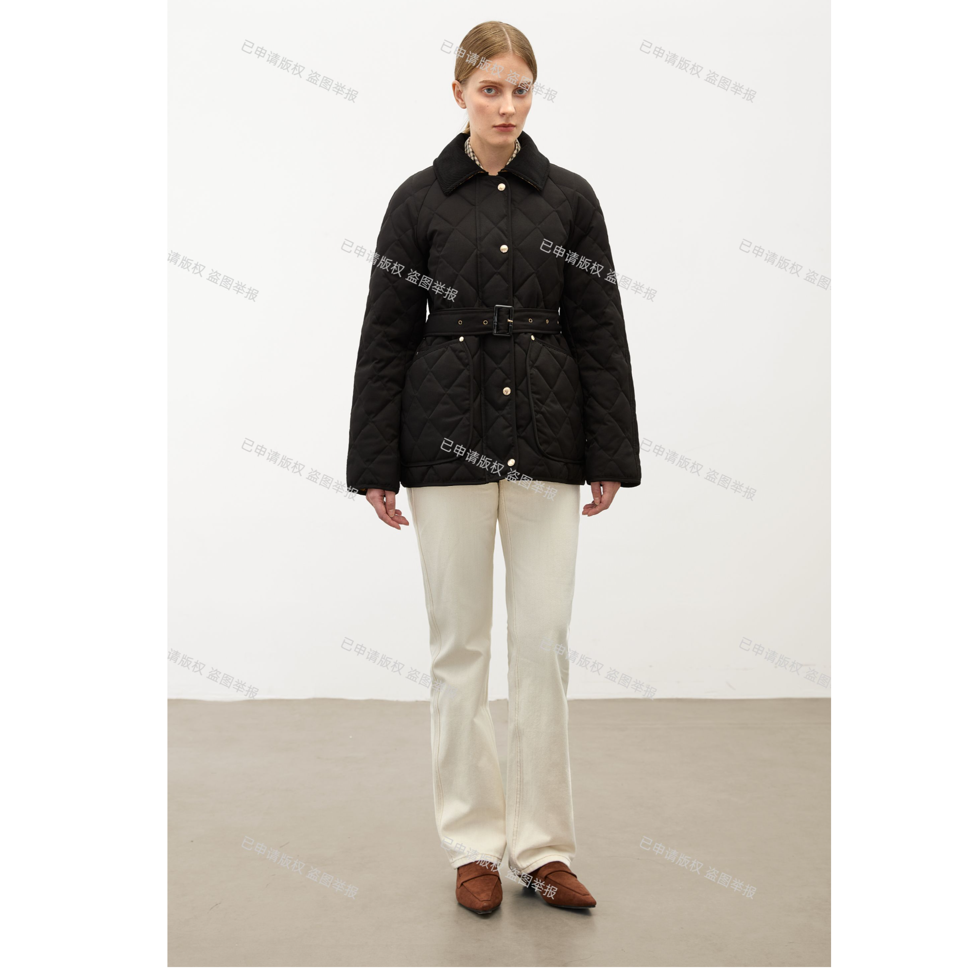 【4001】（黄金战袍）2025全新收腰中长款鹅绒服-