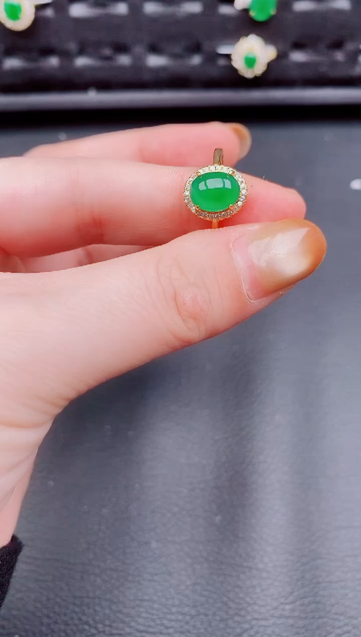 【闪购商品】翡翠戒指银S925镶嵌天然a货翡翠281