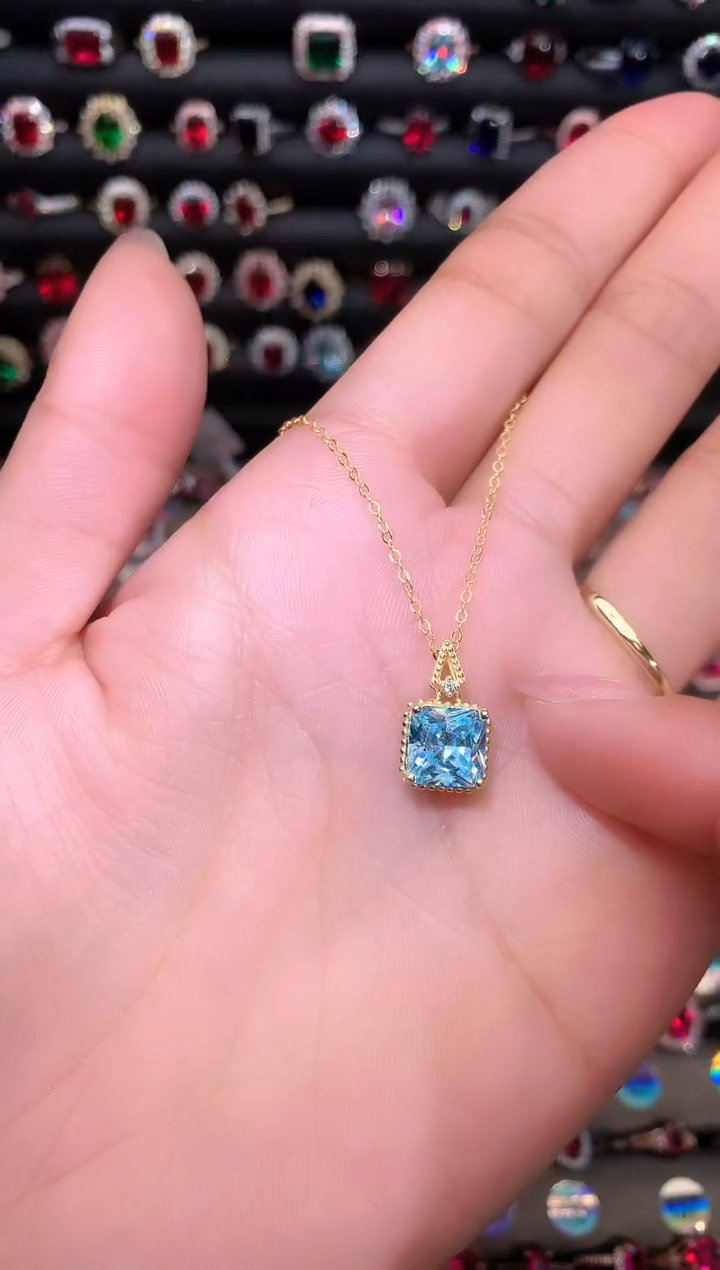 【闪购商品】海蓝宝石吊坠(赠链)银S925镶嵌1