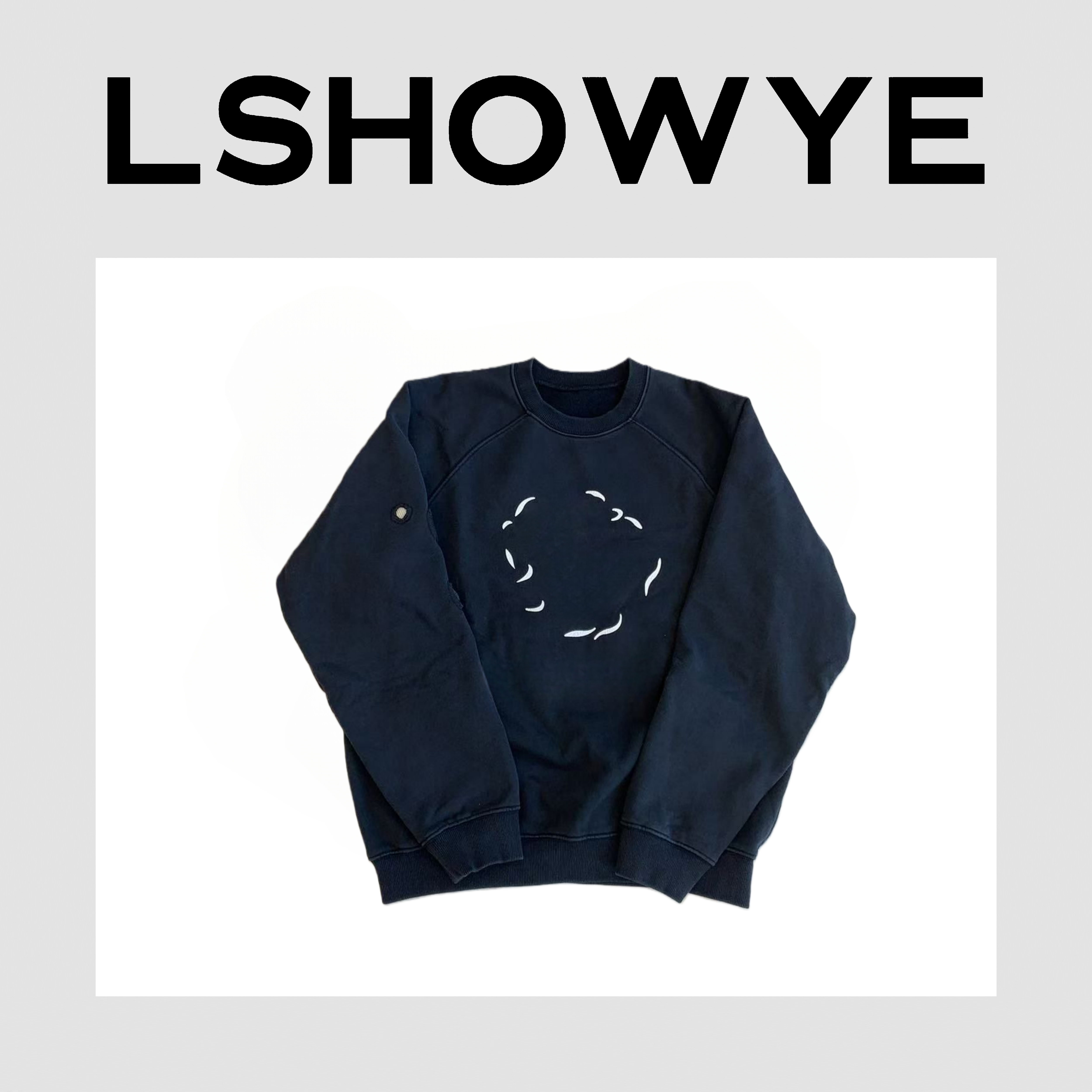 LSHOWYE｜补丁做旧加绒插肩袖卫衣DS214