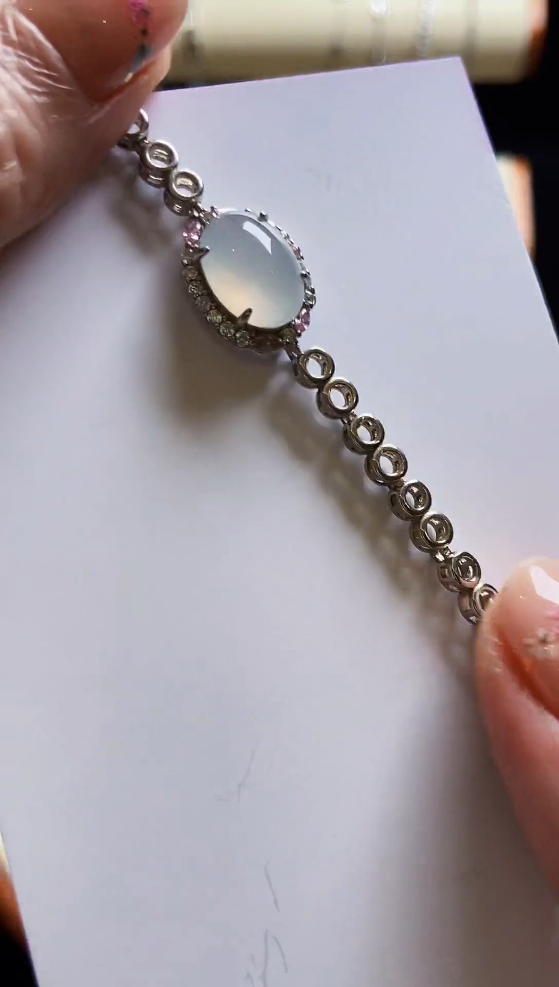 翡翠银S925镶嵌耳饰手链