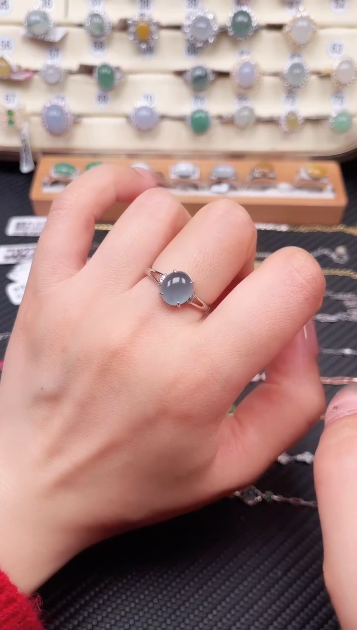 【闪购商品】翡翠戒指银S925镶嵌戒指25