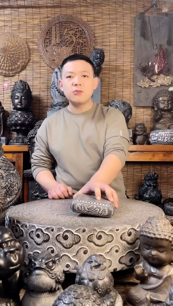 【闪购商品】14琴棋书画方鼓天然青石雕刻