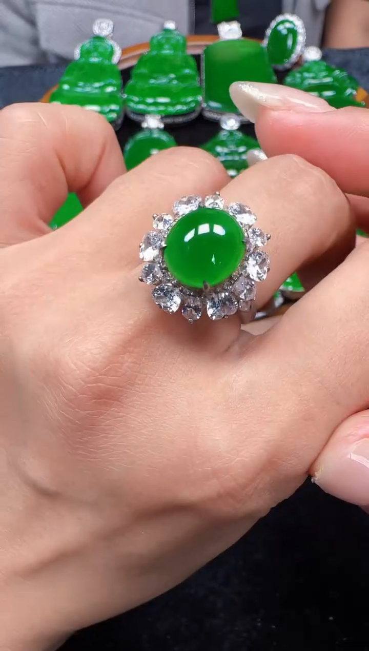 未镶嵌定制翡翠翡翠戒指124