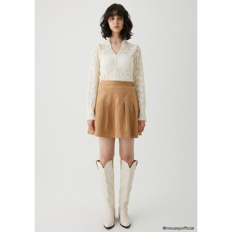 moussy【新复古回潮】 美式复古机车风百褶裙半身裙女028GAZ30-6070
