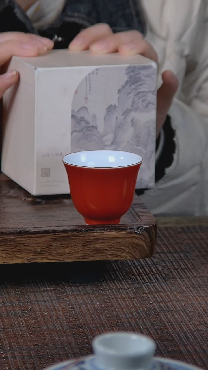 【闪购商品】折葵非器手工手绘霁红紫金口杯