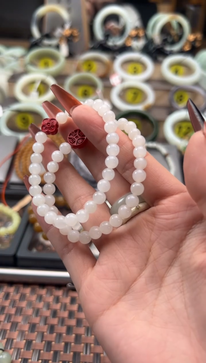 【闪购商品】和田玉手串未镶嵌青海料白玉卡6手串发其一