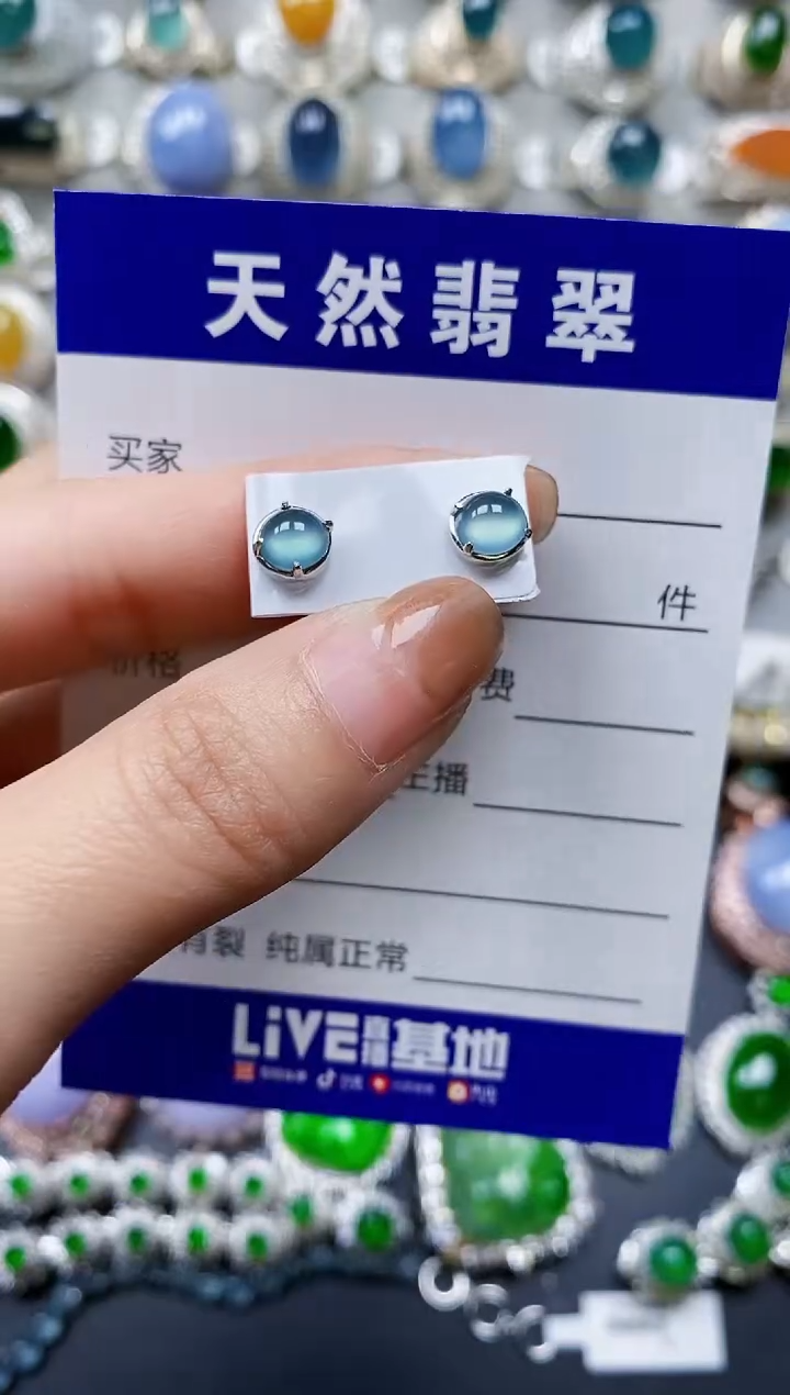 【闪购商品】翡翠耳饰银S925镶嵌0150