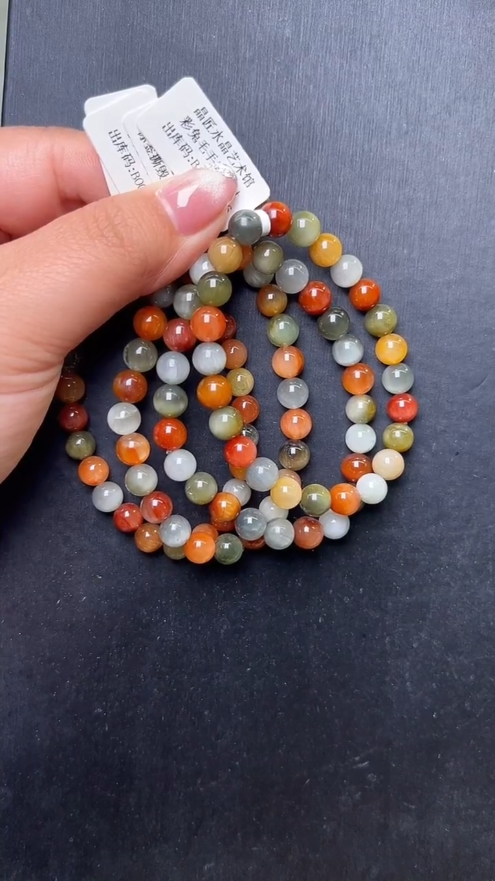 未镶嵌手串水晶彩兔毛手串7mm+ JP57717 多样性发一