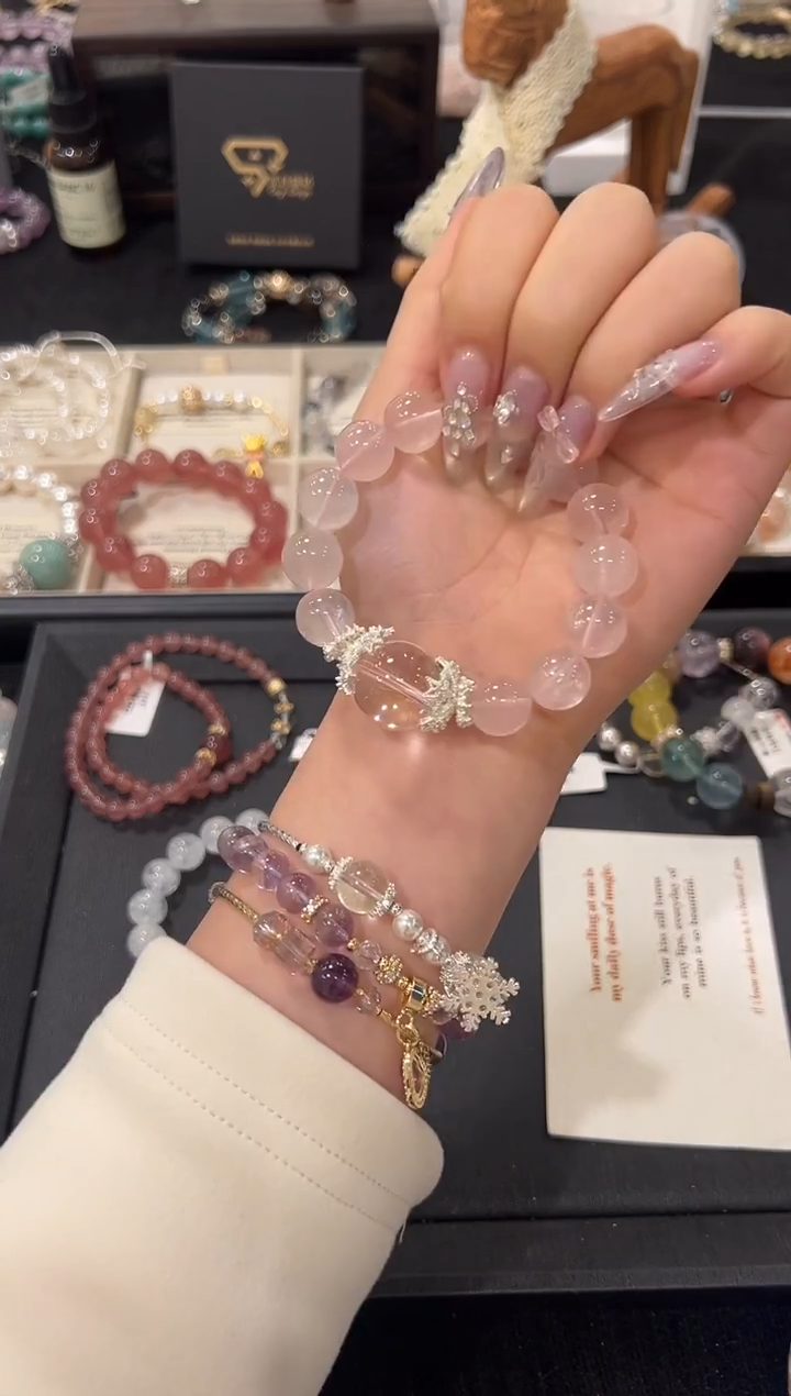 未镶嵌手链水晶莫粉同款设计款手串
