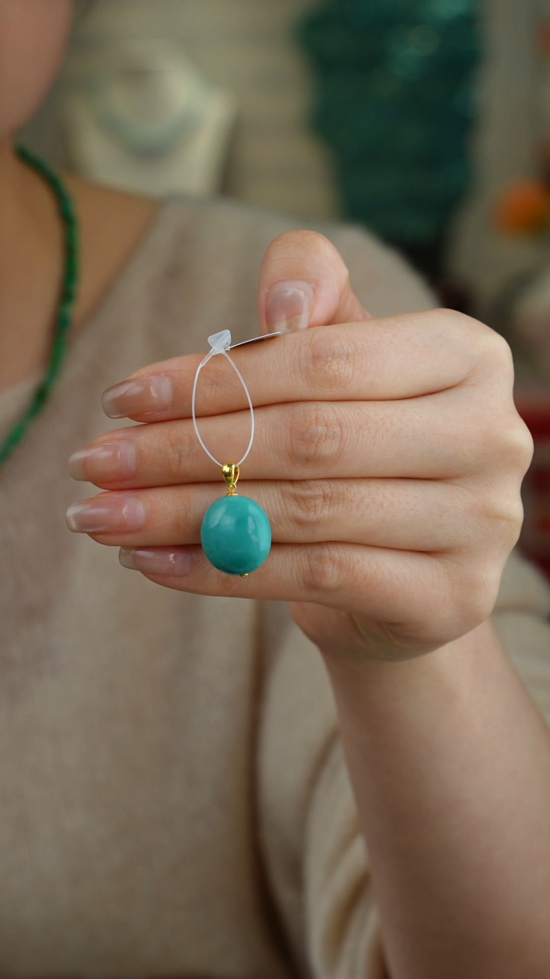 【闪购商品】绿松石吊坠(不含链)18K金镶嵌1