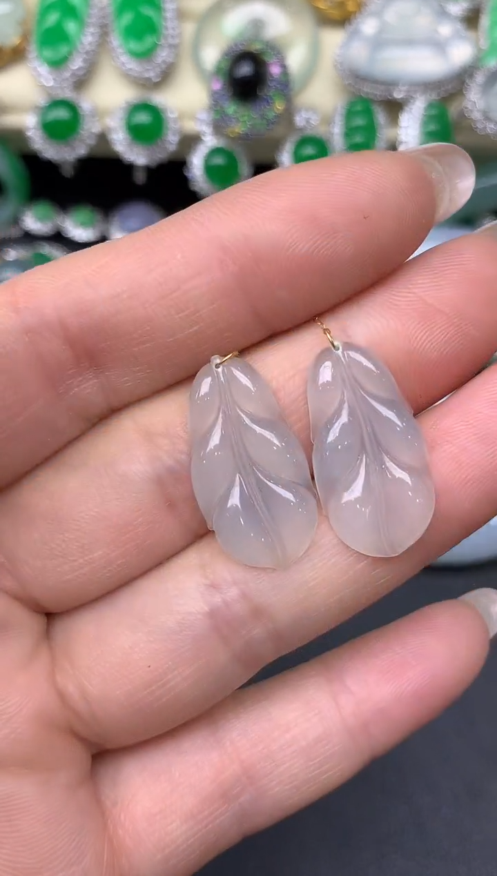 翡翠18K金镶嵌耳饰93-雪姐翡翠天天见