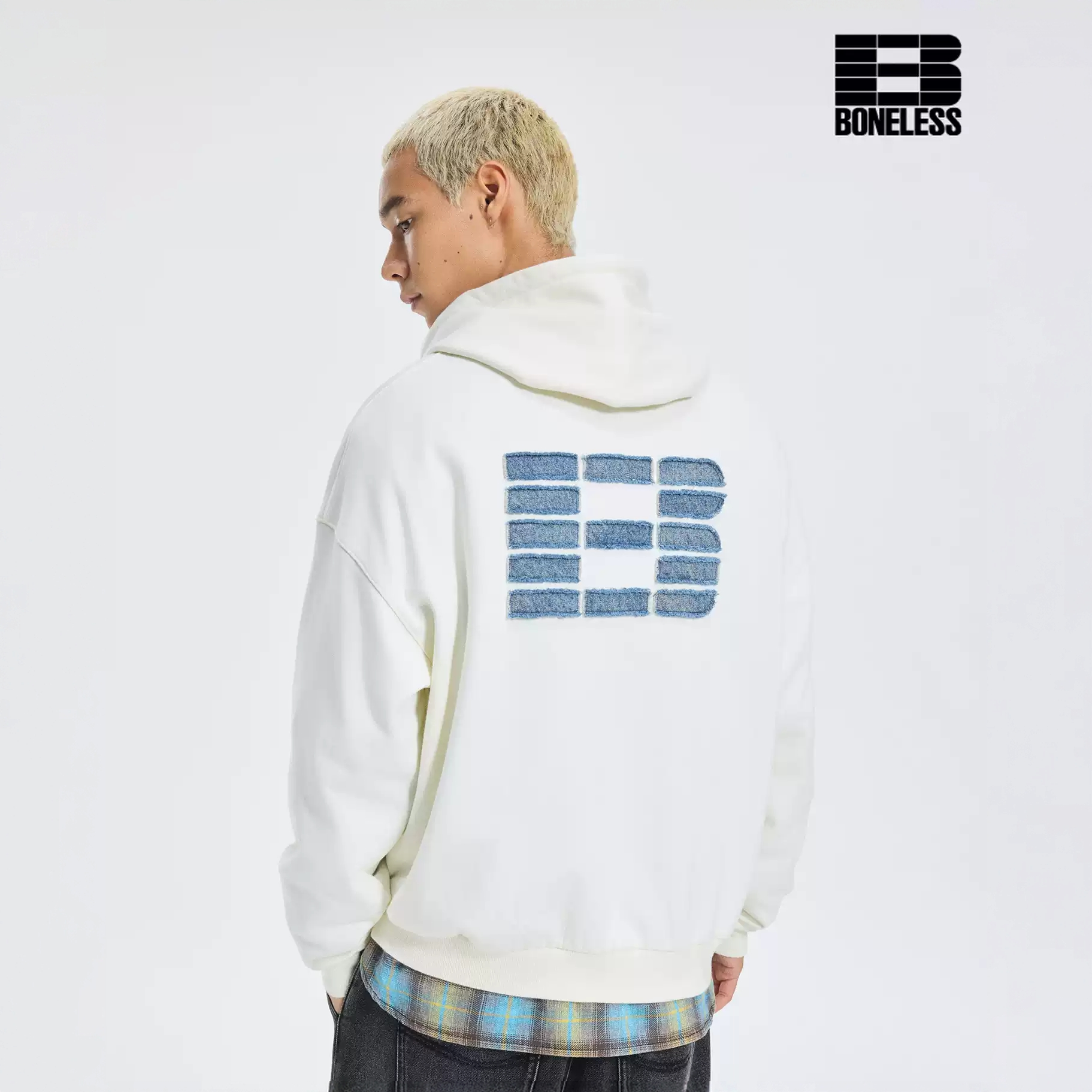 【重塑丹宁】BONELESS牛仔贴布绣拉链帽衫