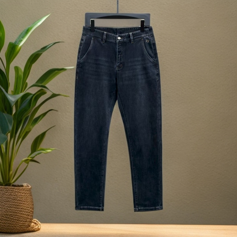 【牛仔裤25988】男士秋冬欧货余单经典百搭小直筒深蓝色水洗牛仔裤