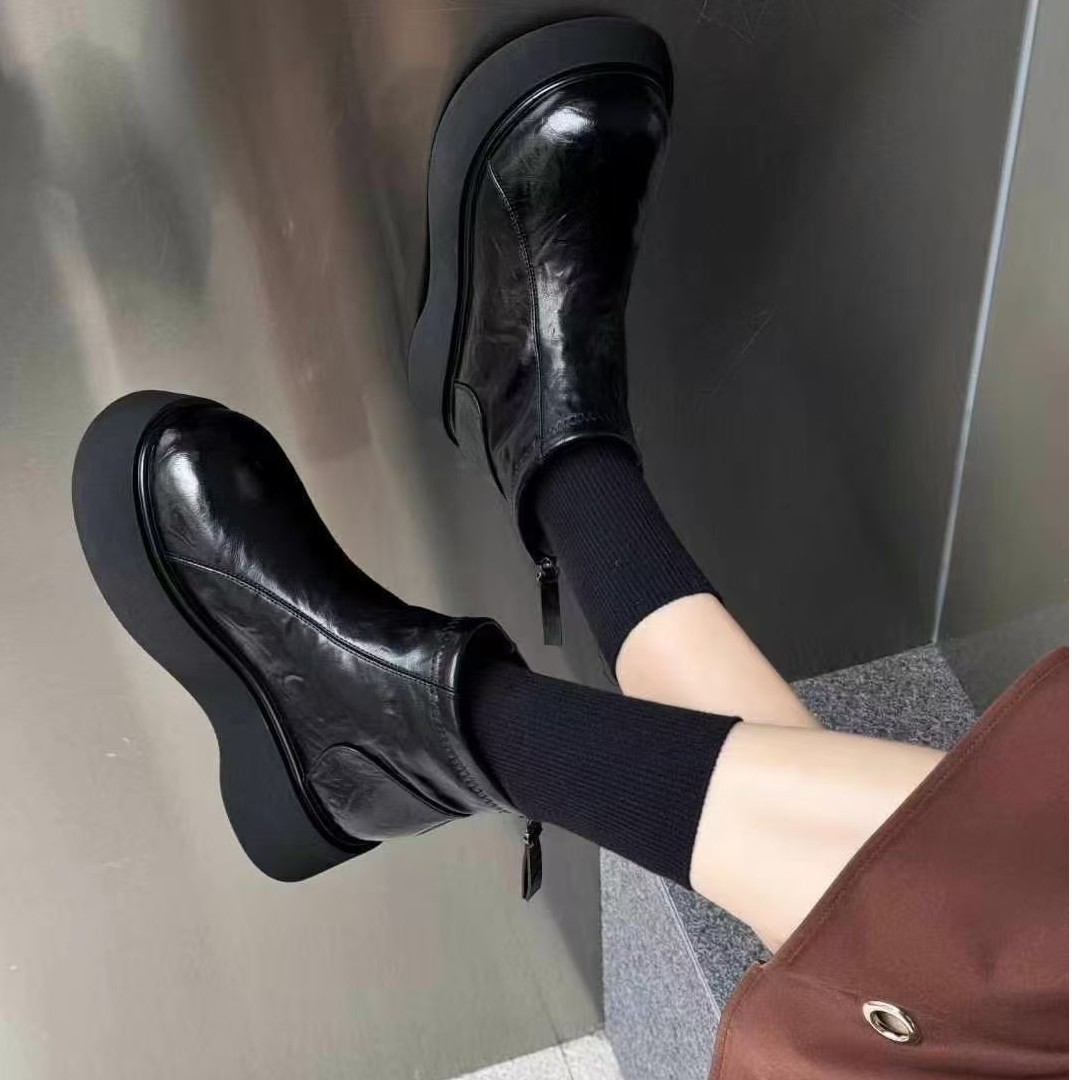 厚底松糕英伦风短靴6687