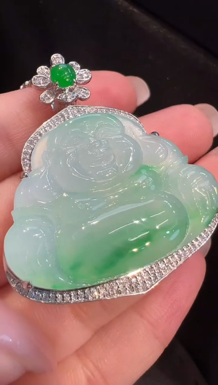 吊坠(不含链)18K金镶嵌翡翠AL6吊坠