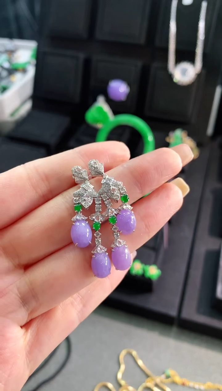 【闪购商品】翡翠耳饰18K金镶嵌耳饰