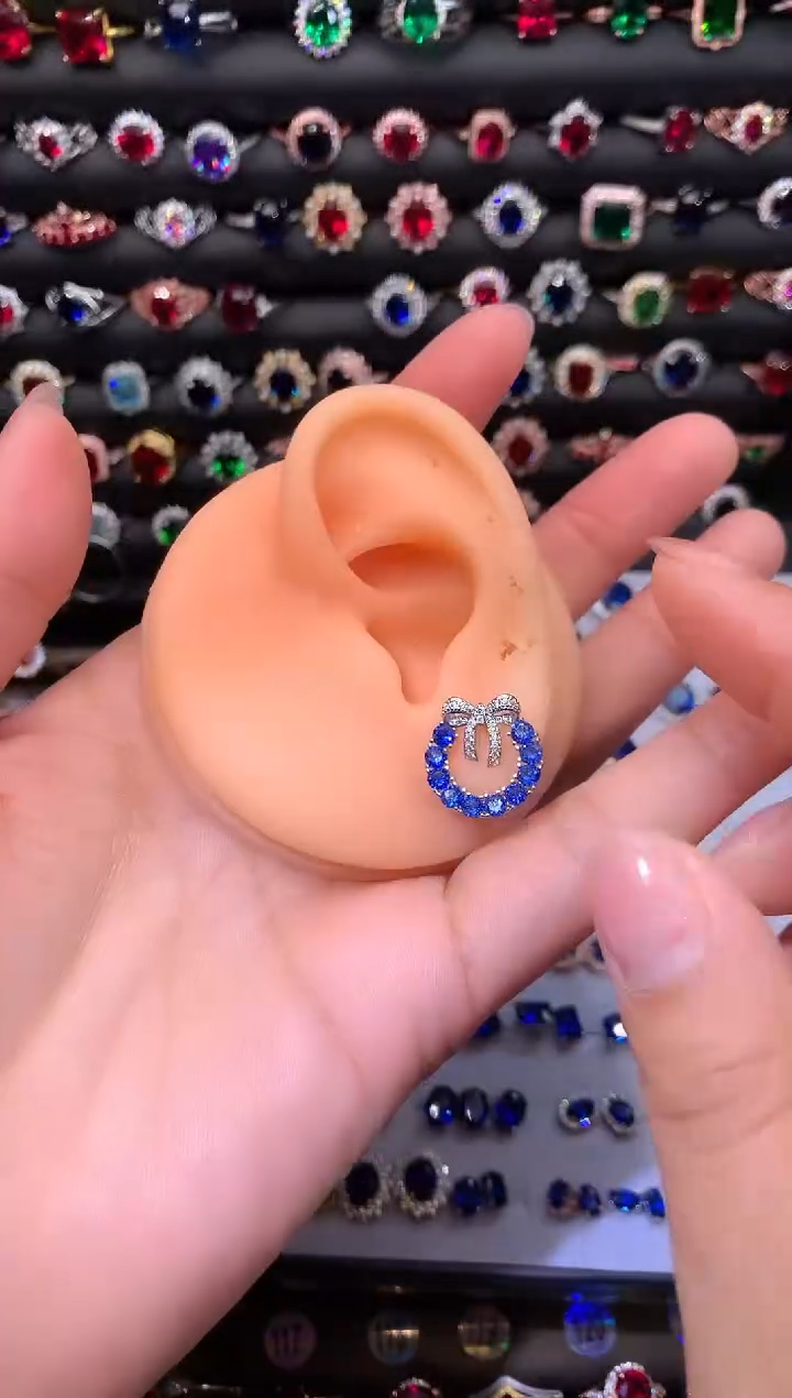 【闪购商品】蓝宝石耳饰银S925镶嵌1
