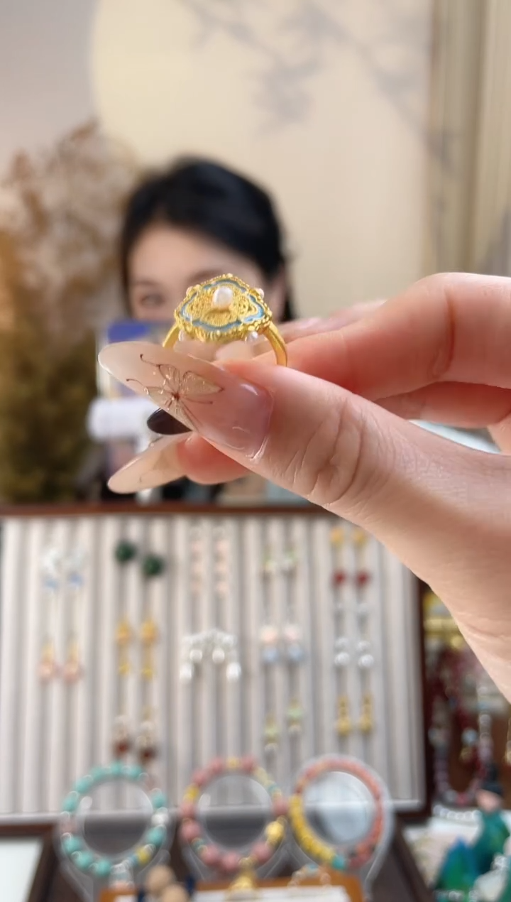 铜合金无3-5景泰兰配套戒指