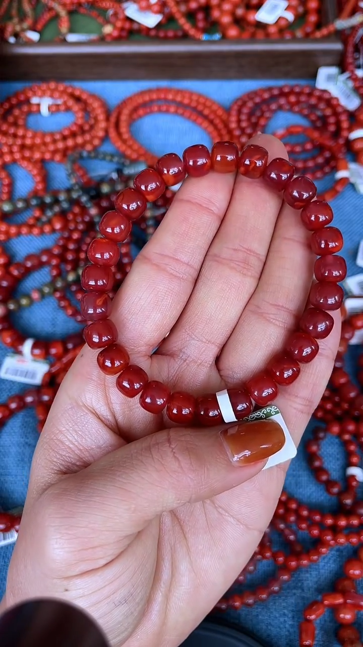 未镶嵌手串南红玛瑙N56凉山瓦西料S级牛血单圈