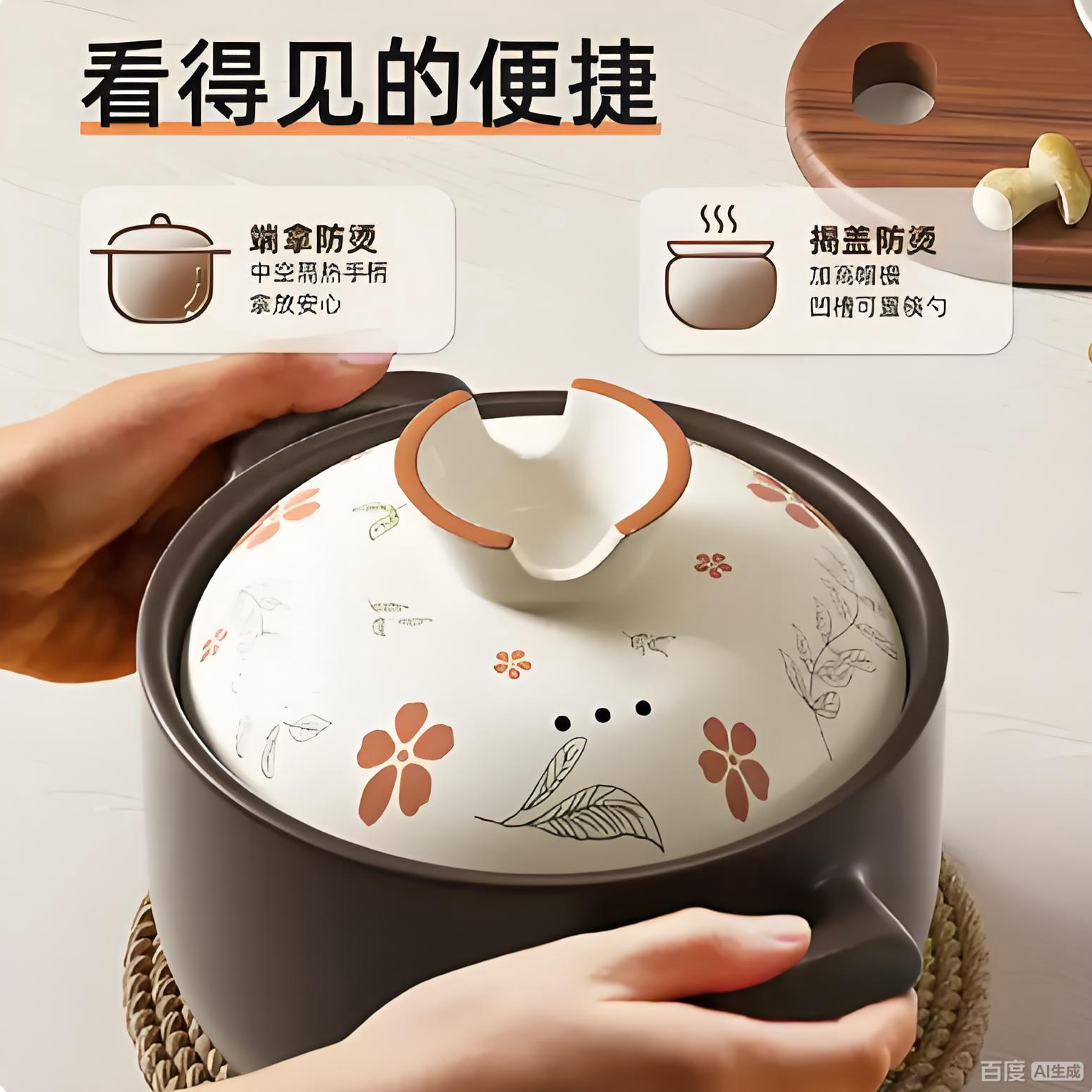 升级款山茶花4.0L加厚煲汤家用耐高温干烧不裂易清洗健康陶瓷砂锅