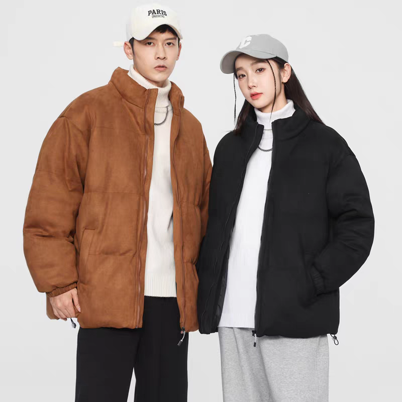 断码清仓冬季情侣立领宽松防风保暖仿麂皮绒面包服棉服外套