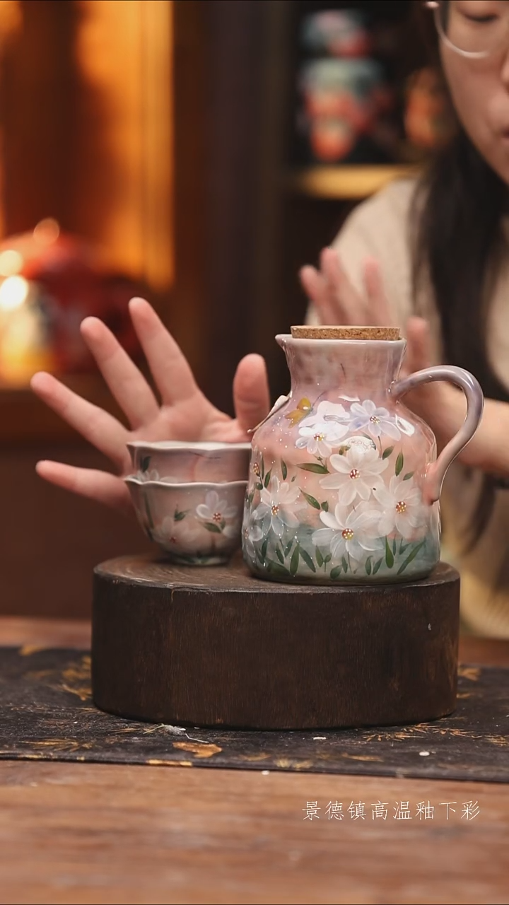 陶瓷景德镇高温釉下手绘陶瓷@L704@