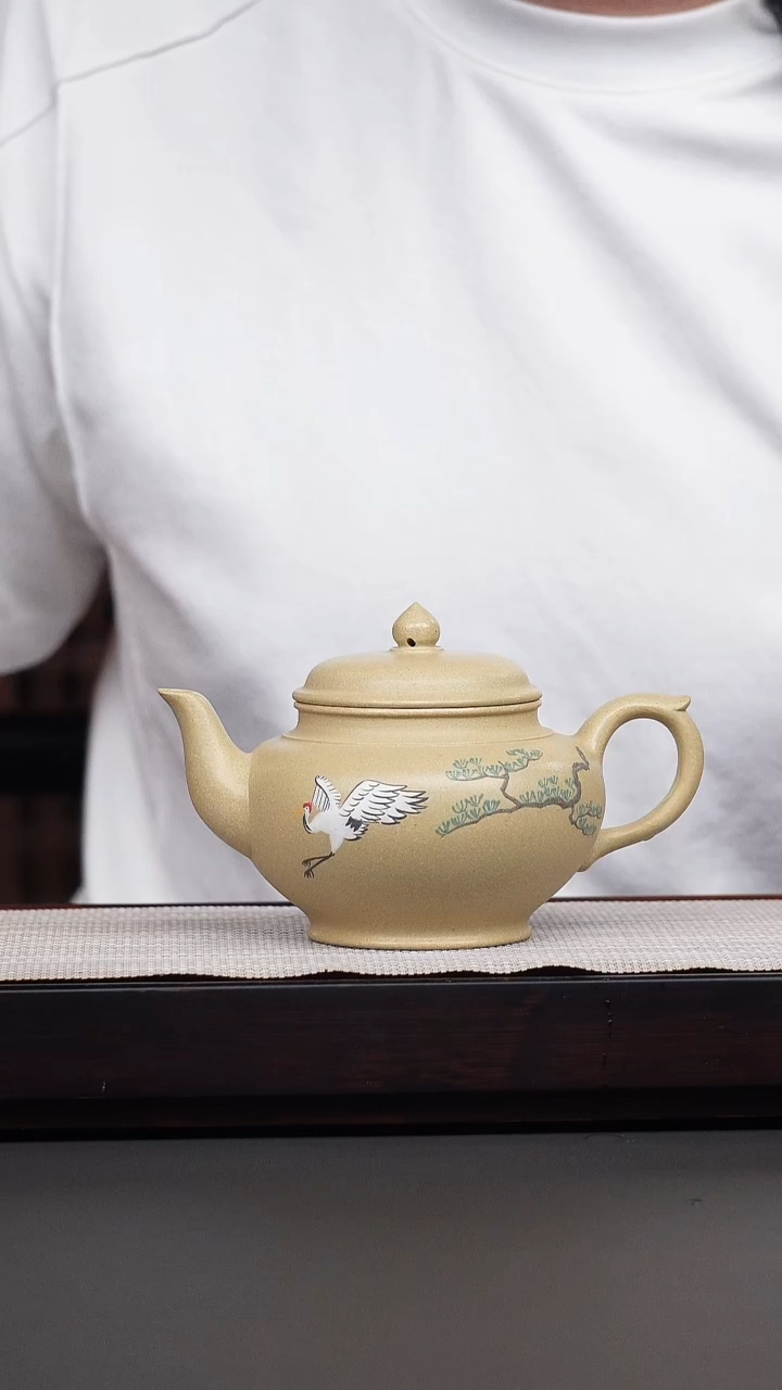 茶壶紫砂本绿泥绘笑樱