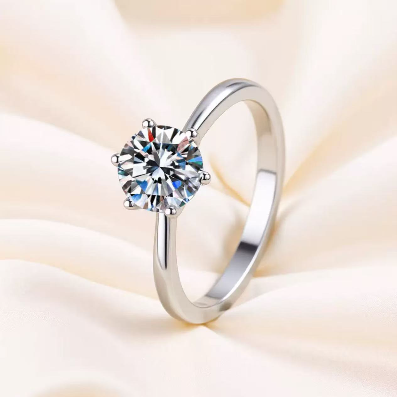 实验室培育钻石镶嵌简约经典周家六爪1克拉实验室培育钻戒