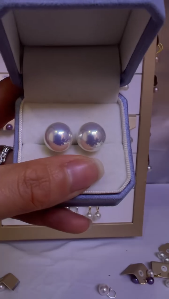 银S925镶嵌耳饰淡水珍珠素订