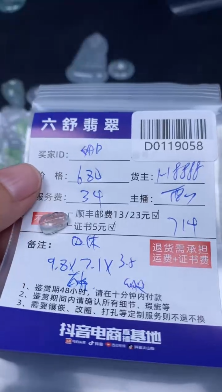 【闪购商品】翡翠吊坠(不含链)未镶嵌D0119058